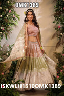 Printed Malmal Lehenga With Blouse And Dupatta-ISKWLH1510OMK1389