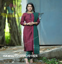 Handloom Weaved Cotton Kurti With Pant And Dupatta-ISKWSU1510PPC/D1024