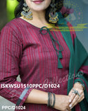 Handloom Weaved Cotton Kurti With Pant And Dupatta-ISKWSU1510PPC/D1024