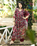 Kalamkari Printed Maslin Cotton Kurti With Silk Pant And Chiffon Dupatta-ISKWSU1610PPC/D870