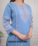 Embroidered Cotton Schiffli Kurti With Pant And Dupatta-ISKWSU161017990