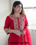 Embroidered Silk Kurti With Pant And Dupatta-ISKWSU161017992