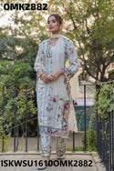 Floral Printed Cotton Kurti With Palazzo And Net Dupatta-ISKWSU1610OMK2882