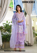 Printed Kurti With Pant And Chiffon Dupatta-ISKWSU1610OMK3303