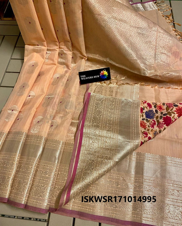 Handloom Kanchi Linen Silk Saree With Digital Printed Blouse-ISKWSR191014995