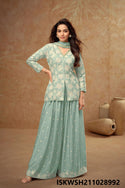 Embroidered Chinon Kurti With Sharara And Dupatta-ISKWSH211028992