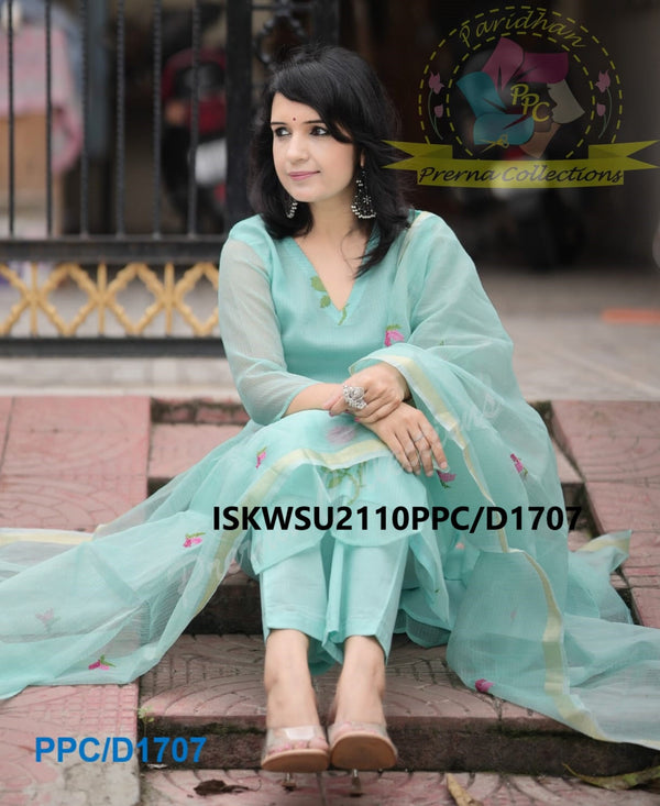 Embroidered Kota Doriya Kurti With Cotton Pant And Dupatta-ISKWSU2110PPC/D1707