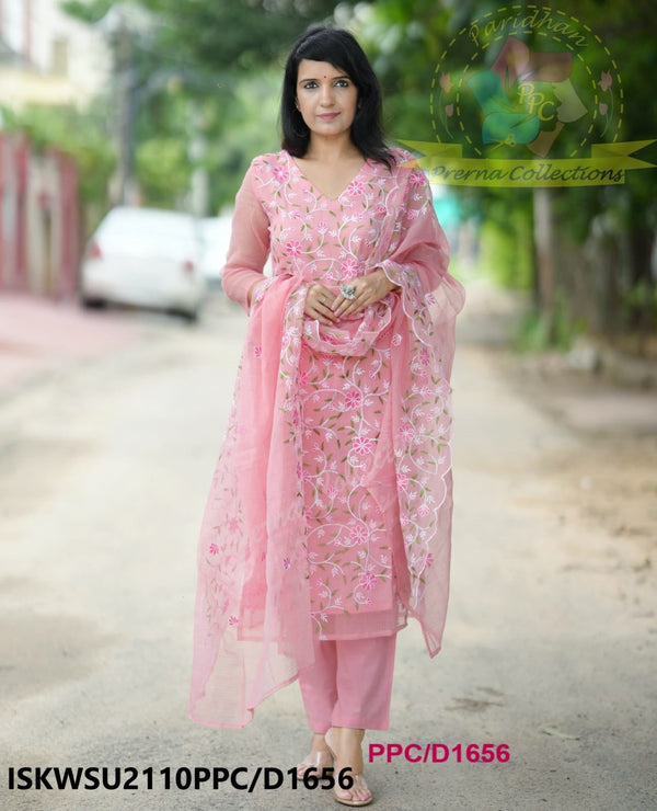 Embroidered Kota Doriya Kurti With Cotton Pant And Dupatta-ISKWSU2110PPC/D1656