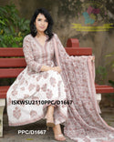 Mughal Butta Cotton Anarkali Kurti With Pant And Malmal Cotton Dupatta-ISKWSU2110PPC/D1667