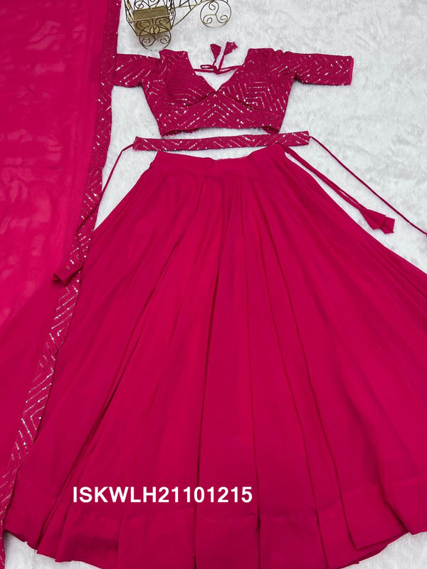 Embroidered Georgette Lehenga With Blouse And Dupatta-ISKWLH21101215