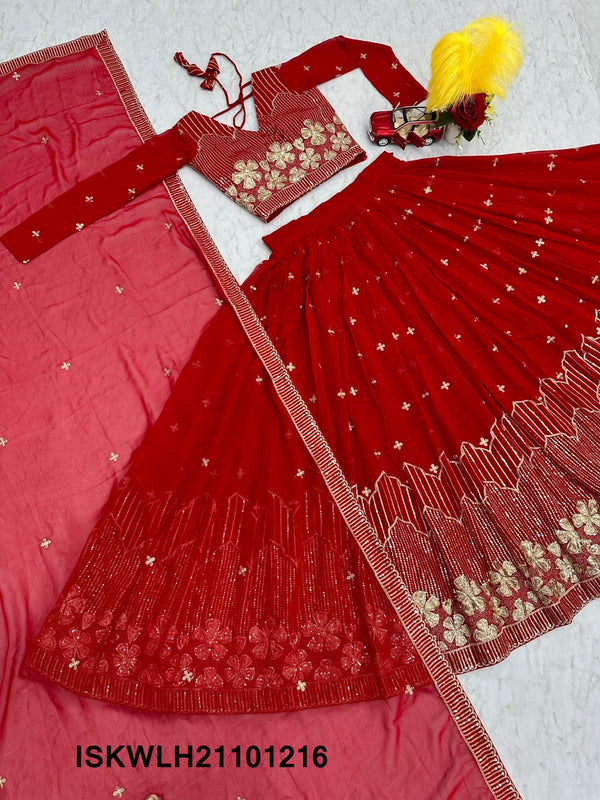 Embroidered Georgette Lehenga With Blouse And Dupatta-ISKWLH21101216