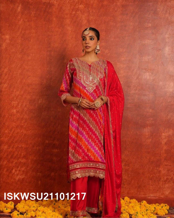 Digital Printed Chinon Kurti With Pant And Dupatta-ISKWSU21101217