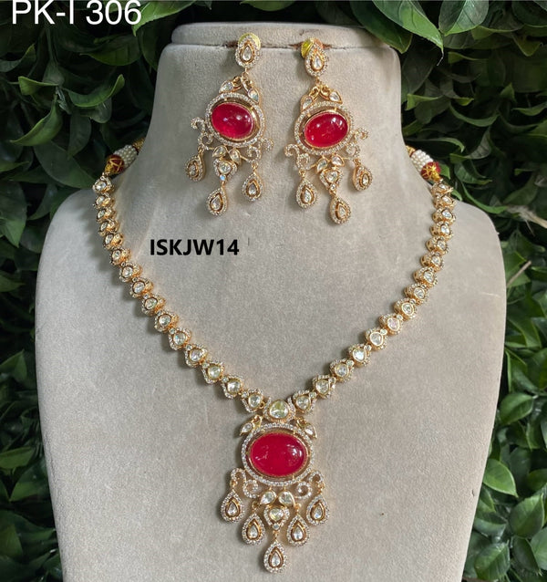 Kundan Jewelry Set-ISKJW1410PK-I306