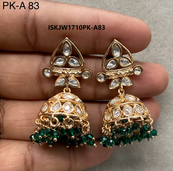 Kundan Earrings-ISKJW1710PK-A83