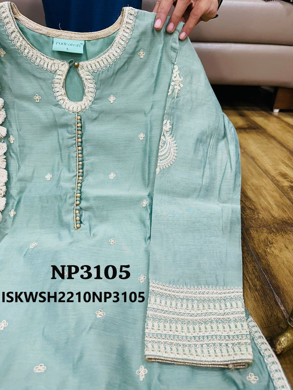 Embroidered Handloom Silk Kurti With Sharara And Kota Doriya Dupatta-ISKWSH2210NP3105