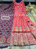 Hand Block Printed Art Silk Gown With Kalamkari Printed Dupatta-ISKWGN2310NP3145