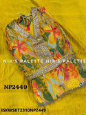 Digital Printed Organza Silk Skirt With Crop Top And Dupatta-ISKWSKT2310NP2449