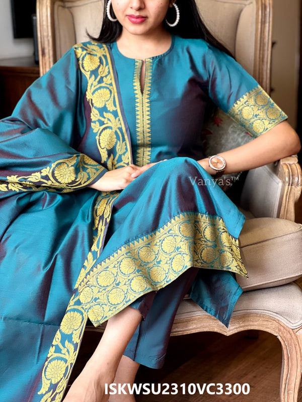 Banarasi Silk Kurti With Silk Pant And Jacquard Dupatta-ISKWSU2310VC3300