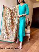 Embroidered Cotton Silk Kurti With Pant And Chanderi Phulkari Dupatta-ISKWSU2310VC2598