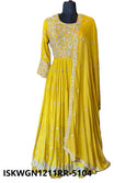 Embroidered Chinon Gown With Dupatta-ISKWGN1211RR-5104