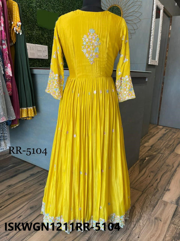 Embroidered Chinon Gown With Dupatta-ISKWGN1211RR-5104