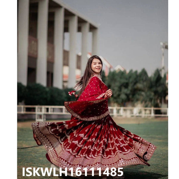 Embroidered Georgette Lehenga With Blouse And Dupatta-ISKWLH16111485