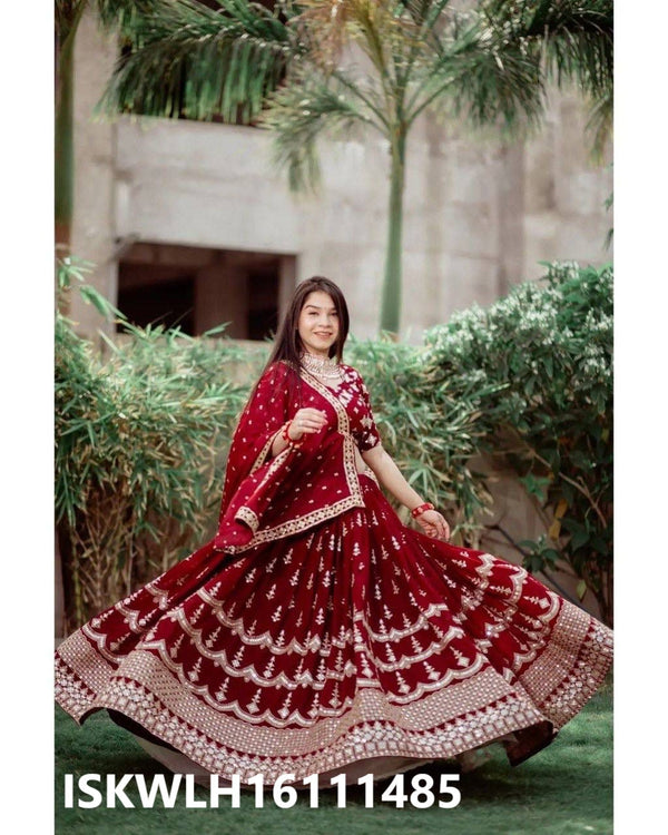 Embroidered Georgette Lehenga With Blouse And Dupatta-ISKWLH16111485