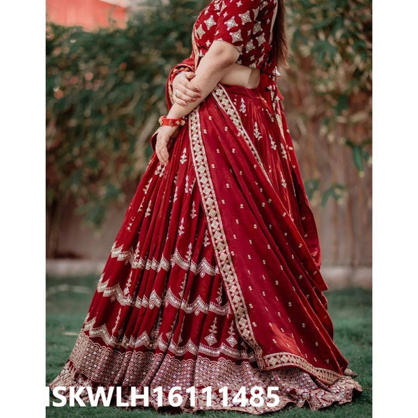 Embroidered Georgette Lehenga With Blouse And Dupatta-ISKWLH16111485