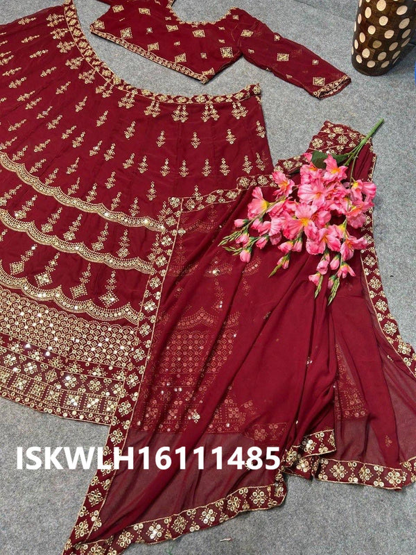 Embroidered Georgette Lehenga With Blouse And Dupatta-ISKWLH16111485