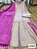 Embroidered Chinon Silk Kurti With Silk Sharara And Dupatta-ISKWSH2011AGC4365