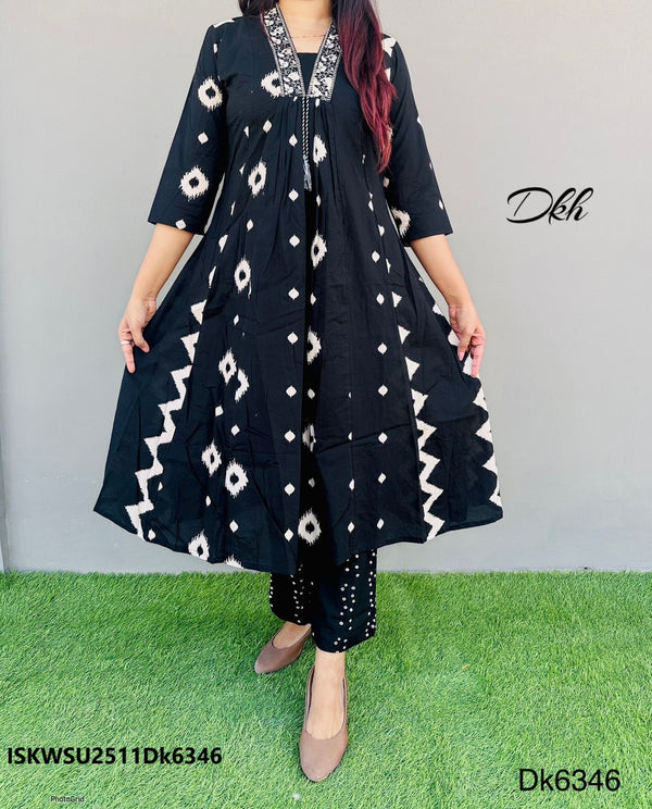 Printed Cotton Kurti With Pant And Dupatta-ISKWSU2511Dk6346