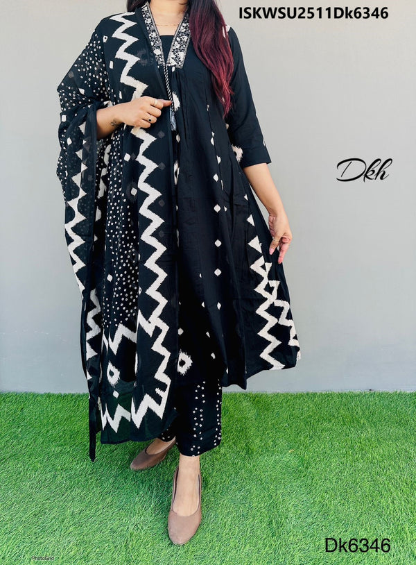 Printed Cotton Kurti With Pant And Dupatta-ISKWSU2511Dk6346