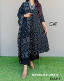 Printed Cotton Kurti With Pant And Dupatta-ISKWSU2511Dk6345