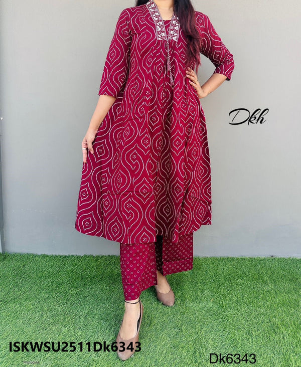 Printed Cotton Kurti With Pant And Dupatta-ISKWSU2511Dk6343