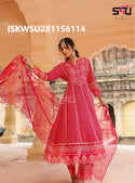 Embroidered Cotton Anarkali Kurti With Pant And Dupatta-ISKWSU281156114/56115