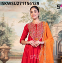 Embroidered Silk Anarkali Kurti With Pant And Dupatta-ISKWSU281156129