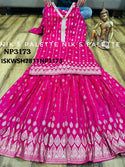 Banarasi Jacquard Silk Kurti With Sharara And Organza Dupatta-ISKWSH2811NP3173