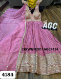 Embroidered Tissue Silk Gown With Dupatta-ISKWGN2811AGC4184