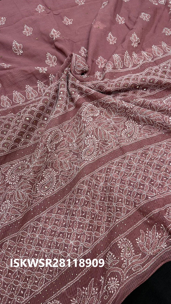 Dyable Chikankari Kota Doriya Saree-ISKWSR28118909