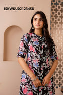 Printed Cotton Princess Cut A-Line Kurti With Pant-ISKWKU02123458