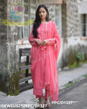 Embroidered Georgette Kurti With Cotton Pant And Dupatta-ISKWSU0212PPC/D1327