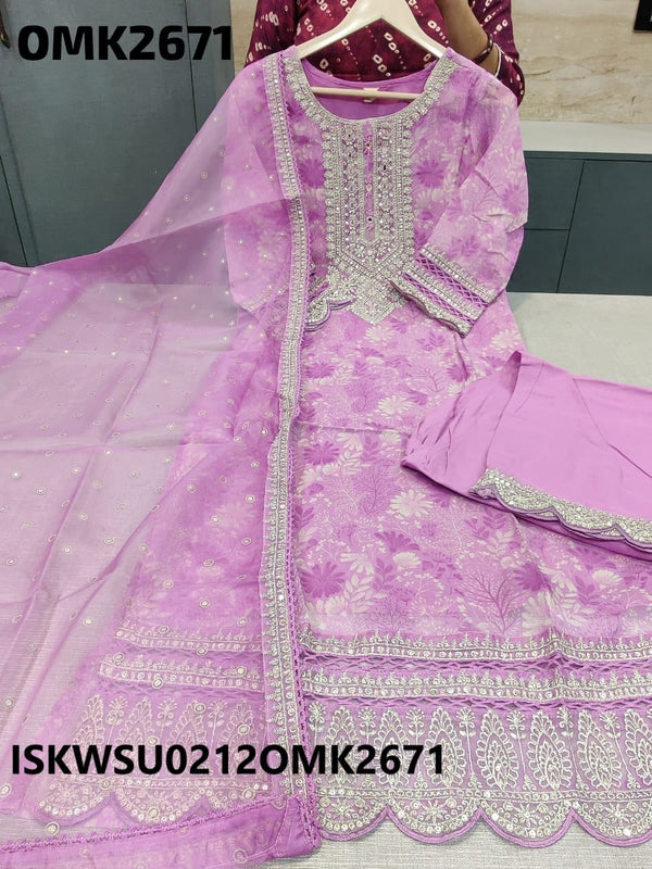 Digital Printed Organza Kurti With Pant And Embroidered Dupatta-ISKWSU0212OMK2671