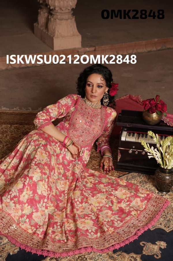 Digital Floral Rayon Anarkali Kurti With Pant And Dupatta-ISKWSU0212OMK2848