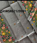 Embroidered Tussar Silk Saree With Blouse-ISKWSR02129991