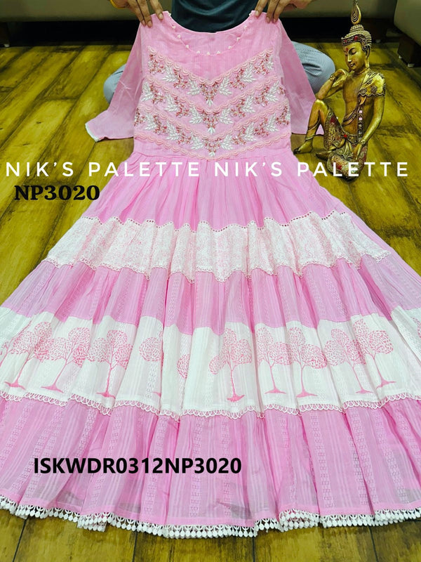 Block Printed Cotton Tiered Dress-ISKWDR0312NP3021/NP3020