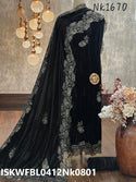 Embroidered Crush Velvet Kurti With Bottom And Dupatta-ISKWFBL0412Nk0801