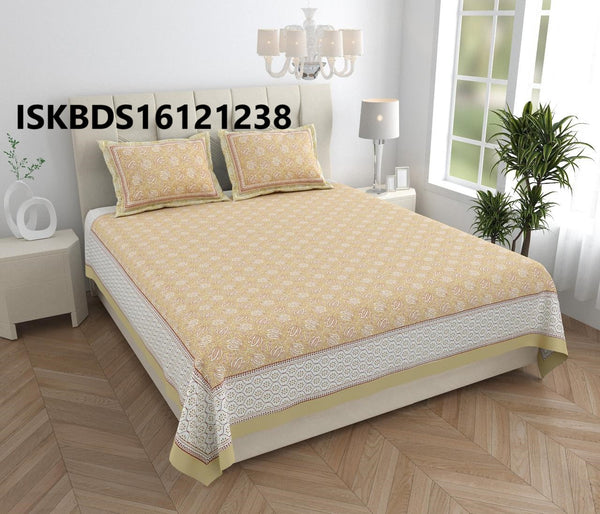 Printed Cotton Bedsheet With Pillow Cover-ISKBDS16121238