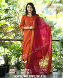 Handloom Cotton Kurti With Pant And Dupatta-ISKWSU1612PPC/D1118