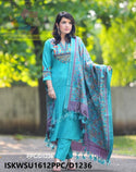 Handloom Cotton Kurti With Pant And Kantha Printed Khadi Silk Dupatta-ISKWSU1612PPC/D1236