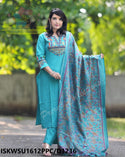 Handloom Cotton Kurti With Pant And Kantha Printed Khadi Silk Dupatta-ISKWSU1612PPC/D1236